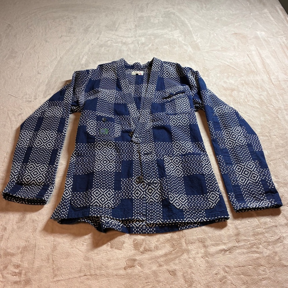 Graph Zero Indigo Sashiko Patchwork Workwear Jack… - image 1